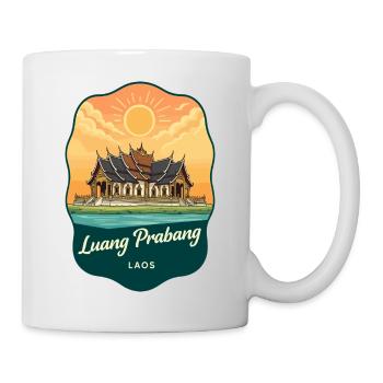 Badge de voyage vintage du coucher de soleil Luang Prabang - Mug blanc - blanc - Droite