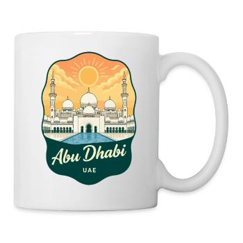 Abu Dhabi Grand Mosque Retro Sunset Abzeichen - Tasse - Weiß - Rechts