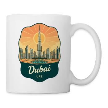 Dubai Burj Khalifa Vintage Sunset Reiseabzeichen - Tasse - Weiß - Rechts