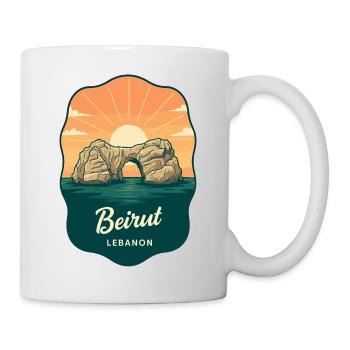Beirut Raouche Rocks Retro Sunset Travel Badge - Mug - white - Right