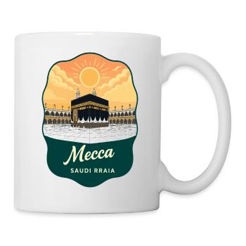 Mecca Kaaba Vintage Sunset Travel Badge - Mug - white - Right