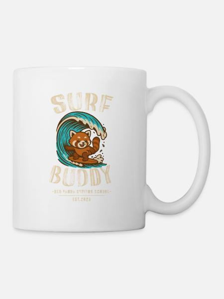 Surf buddy, friend on the surfboard - Mug - white