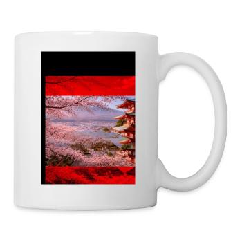Cherry Blossom Pagoda Scene - Mug - white - Right