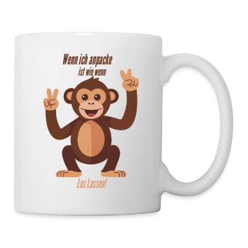 Wenn ich anpacke, ist wie wenn 2 los lassen! - Tasse - Weiß - Rechts