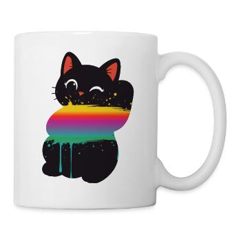 Süße Katze Regenbogen Splash Silhouette  - Tasse - Weiß - Rechts