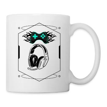 Futuristischer flammender Controller und Gaming-Headset - Tasse - Weiß - Rechts