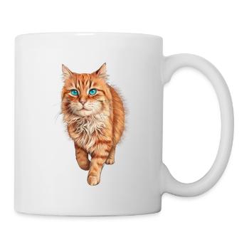 Chat Orange aux Yeux Bleus - Mug blanc - blanc - Droite