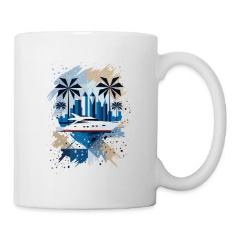 Modernes Yacht- und Stadtpanorama – stilvolles Design - Tasse - Weiß - Rechts
