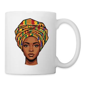 Afrikanisches Kopftuch-Porträt - Tasse - Weiß - Rechts