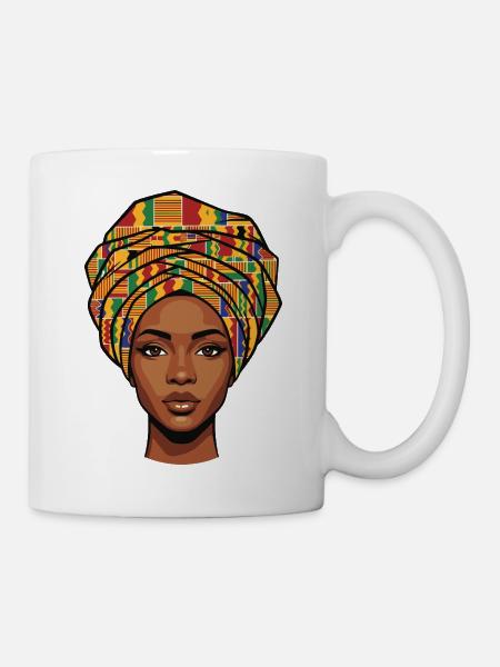 Afrikanisches Kopftuch-Porträt - Tasse - Weiß