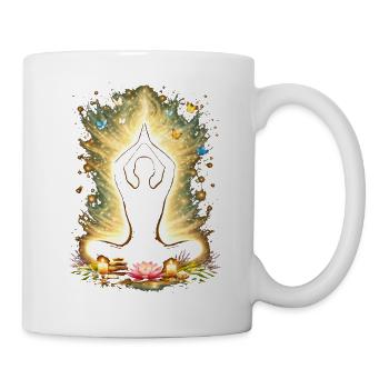 Yoga Achtsamkeit Energie Silhouette Design - Tasse - Weiß - Rechts