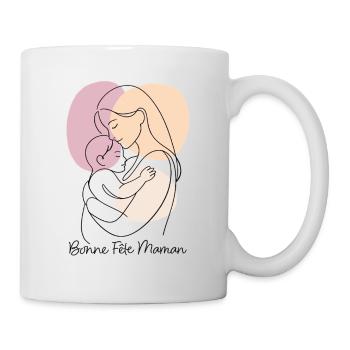 Dessin au Trait Étreinte maternelle Fête des mères - Mug blanc - blanc - Droite