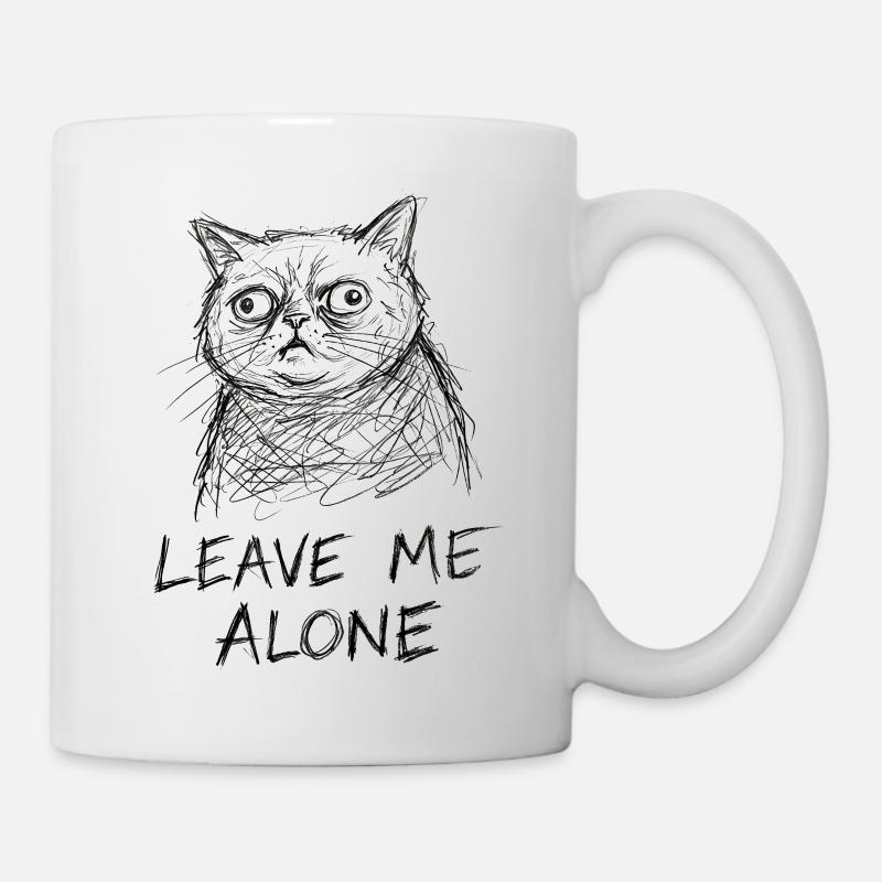 Cat Sketch Leave Me Alone - Mug - white