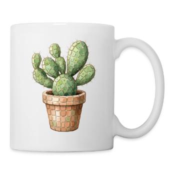 Kaktus Mosaik - Wüsten-Kunst für Pflanzenfans - Tasse - Weiß - Rechts