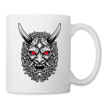 Japanese Red Portrait Oni Mask - Mug - white - Right