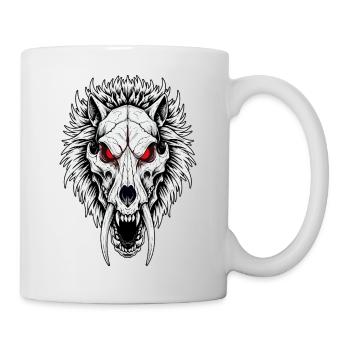 Schamanischer Säbelzahn-Wolfsschädel Rote Augen - Tasse - Weiß - Rechts