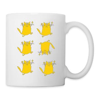 Danse des chats jaunes joyeux - Mug blanc - blanc - Droite