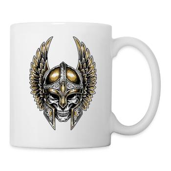 Wikingerschädel Gold- und weißflügeliger Helm Totemkrieger - Tasse - Weiß - Rechts
