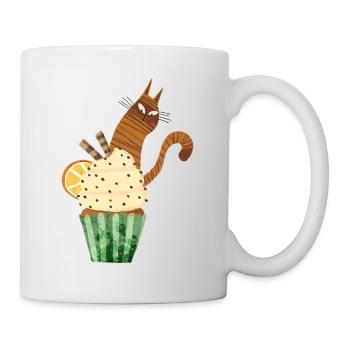 Mignonne conception de cupcakes pour chats, nourriture Kawaii pour chats drôle - Mug blanc - blanc - Droite