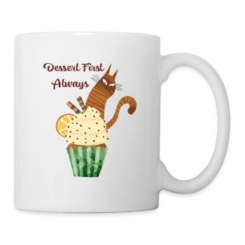 Dessert d’abord Toujours mignonne Chat Cupcake Nourriture drôle L - Mug blanc - blanc - Droite