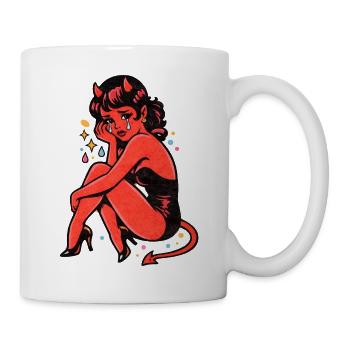 Crimson Devil Girl Crying Illustration - Mug - white - Right