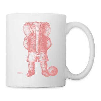 Elephant with soccer ball for bright shirts - Mug - white - Right