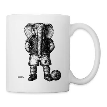 Elephant with Football for Bright Shirts - Mug - white - Right