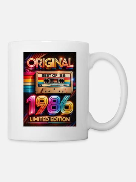 Original-Neon-Kassette von 1986 - Tasse - Weiß