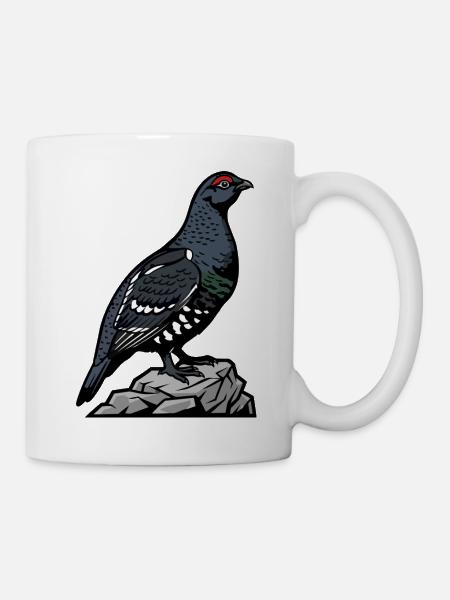 Schwarze Waldschnepfe auf Felsen - Tasse - Weiß