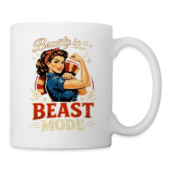 Pin-Up Fashion : La beauté rencontre le muscle rétro - Mug blanc - blanc - Droite