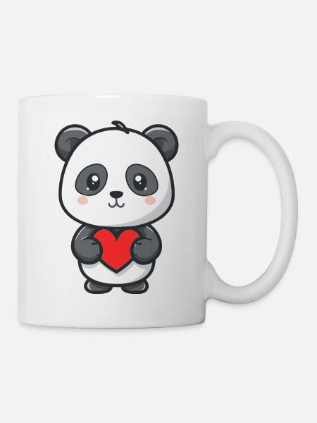 Süßes Baby-Panda mit Herz - Tasse - Weiß