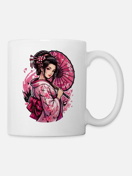 Kimono Geisha à la Fleur de cerisier - Mug blanc - blanc
