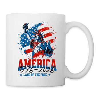 250., 4. Flagge der Patriotischen Freiheitsstatue der USA - Tasse - Weiß - Rechts