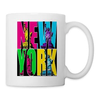 New York Vintage – Freiheitsstatue POP ART - Tasse - Weiß - Rechts