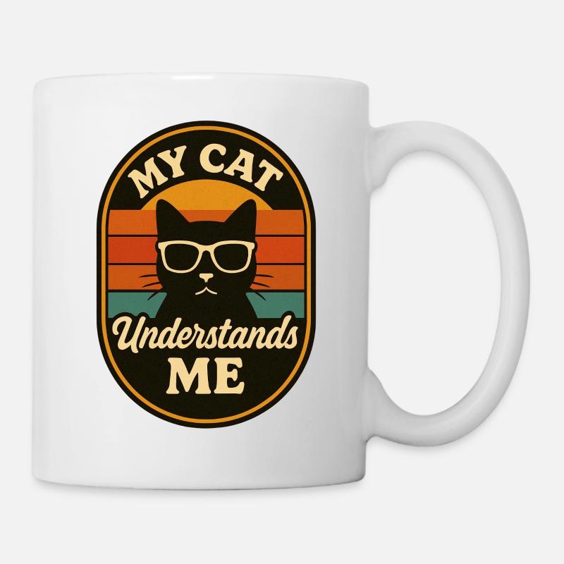 Mein Kater versteht mich Retro-Logo - Tasse - Weiß