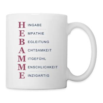 Hebamme Akrostichon – Herz & Hingabe Hell - Tasse - Weiß - Rechts