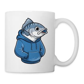 Funny Angler Fish With Hoodie Cartoon - Mug - white - Right