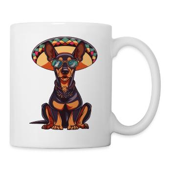 Dobermann Hund Lustig Sombrero - Tasse - Weiß - Rechts