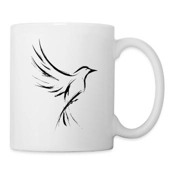 bird, bird tattoo, simple drawing - Mug - white - Right