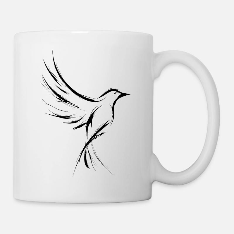 bird, bird tattoo, simple drawing - Mug - white