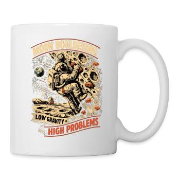 Moon Bouldering: Vintage Astronauten Design - Tasse - Weiß - Rechts