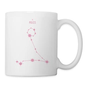 Fische, Tierkreiszeichen, Stern, Sternbild Pastellrosa - Tasse - Weiß - Rechts