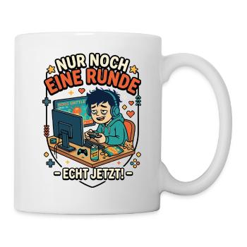 Gamer Comic Nur noch eine Runde Echt jetzt - Tasse - Weiß - Rechts