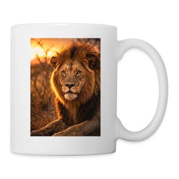 Lion in the flames of the sunset - Mug - white - Right