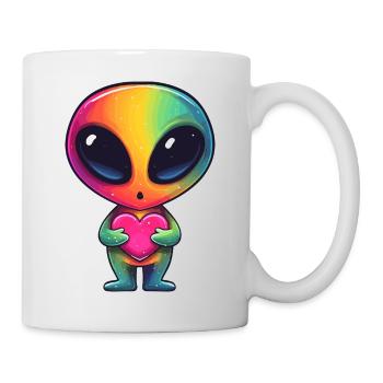 Ami au cœur d’extraterrestre arc-en-ciel - Mug blanc - blanc - Droite