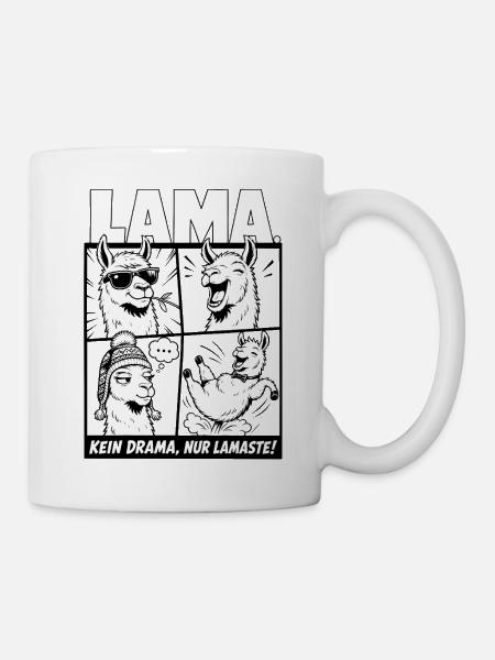 Lama kein Drama Spruch lustig - Tasse - Weiß