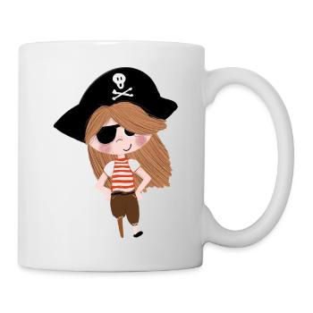 Pirate Girl Cartoon Eye Patch - Mug - white - Right