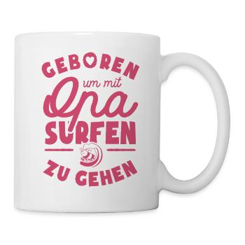 Geboren um mit Opa surfen zu gehen - Tasse - Weiß - Rechts
