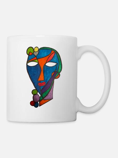 Kubistischer Maskenfluss- Martina Eßer - Tasse - Weiß