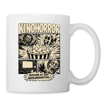 Kino Horror Popcorn Überlebensritual - Tasse - Weiß - Rechts